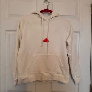 Adidas Cream Hoodie with red rubber Logo